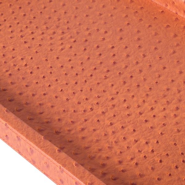 Modern Orange PU Leather Tray – Textured Finish with Sleek Black Handles