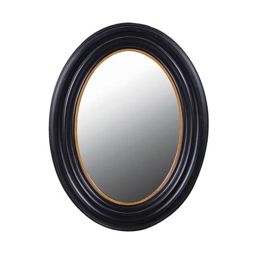 Elegant Black Oval Wall Mirror – Paulownia Wood Frame & Gold Accents - Your Home Interiors - House & Home