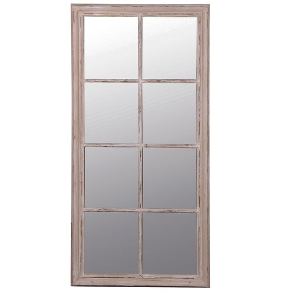 Rustic White Window Pane Wall Mirror – Paulownia Wood Frame & Vintage Design - Your Home Interiors - House & Home