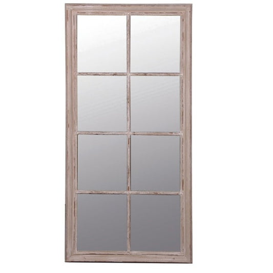Rustic White Window Pane Wall Mirror – Paulownia Wood Frame & Vintage Design - Your Home Interiors - House & Home