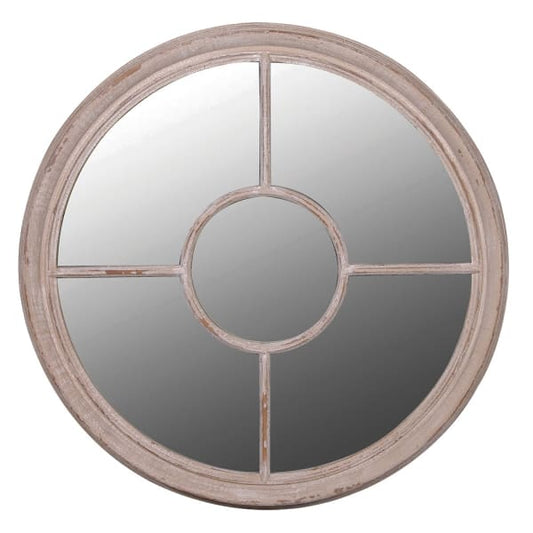 Rustic Round Window Pane Wall Mirror – Paulownia Wood Frame & Vintage Design - Your Home Interiors - House & Home