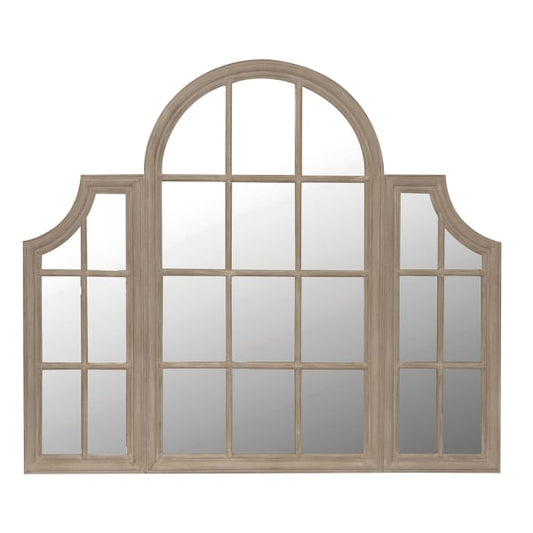 Elegant Arched Window Pane Wall Mirror – Paulownia Wood Frame & Distressed Finish - Your Home Interiors - House & Home 