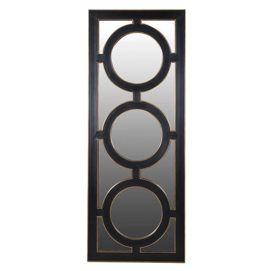 Sleek Black Geometric Wall Mirror – Modern Design with Circular Motifs - Your Home Interiors - House & Home