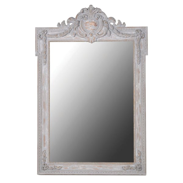 Sleek White Vintage Wall Mirror with Detailed Carvings – Classic French Design - Your Home Interiors - House & Home