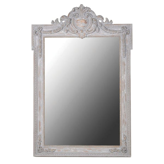 Sleek White Vintage Wall Mirror with Detailed Carvings – Classic French Design - Your Home Interiors - House & Home