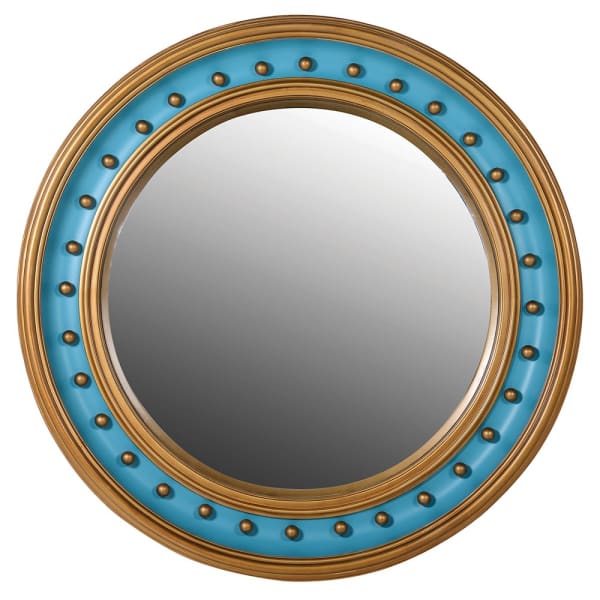 Vintage Blue & Gold Round Wall Mirror – Polyurethane Frame & Bold Design - Your Home Interiors - House & Home