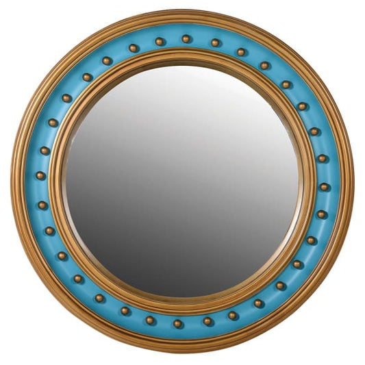 Vintage Blue & Gold Round Wall Mirror – Polyurethane Frame & Bold Design - Your Home Interiors - House & Home
