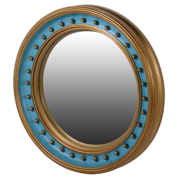 Vintage Blue & Gold Round Wall Mirror – Polyurethane Frame & Bold Design - Your Home Interiors - House & Home
