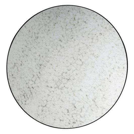 Elegant Antique Round Wall Mirror – Distressed Glass & Dark Wood Frame - Your Home Interiors - House & Home