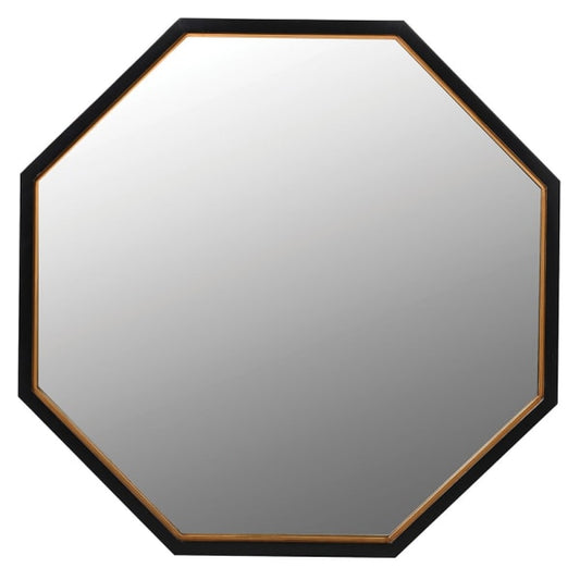 Modern Black & Gold Wood Wall Mirror – Octagonal Shape & Mirrored Glass - Your Home Interiors - House & Home