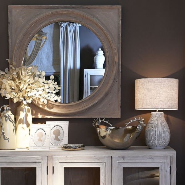 Rustic Natural Wood Square Wall Mirror – Paulownia Frame & Distressed Finish - Your Home Interiors - House & Home