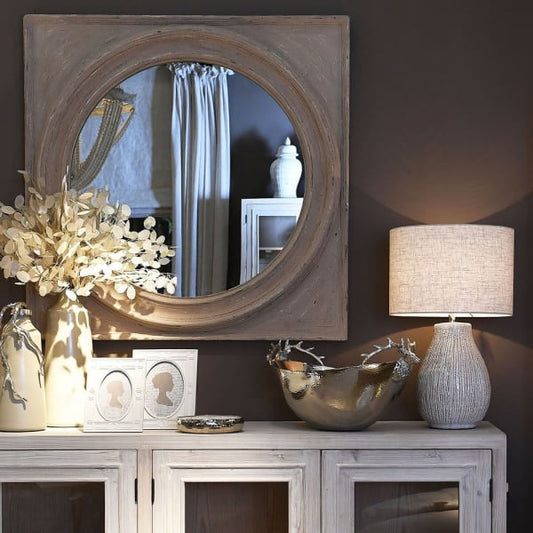 Rustic Natural Wood Square Wall Mirror – Paulownia Frame & Distressed Finish - Your Home Interiors - House & Home