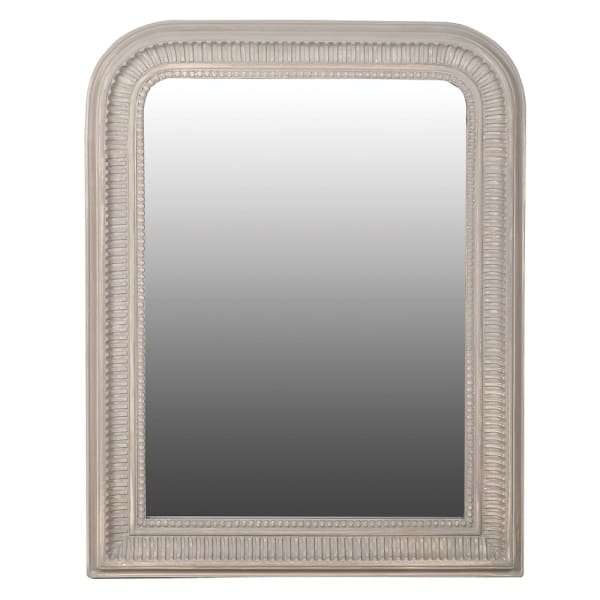 Vintage Grey Wood Wall Mirror – Paulownia Frame & Classic Arch Design