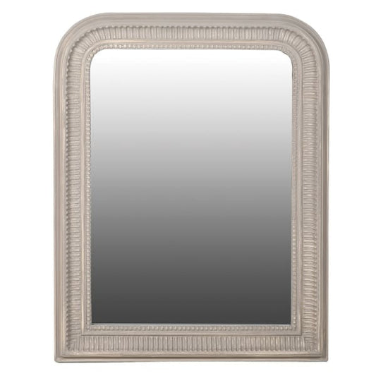 Vintage Grey Wood Wall Mirror – Paulownia Frame & Classic Arch Design