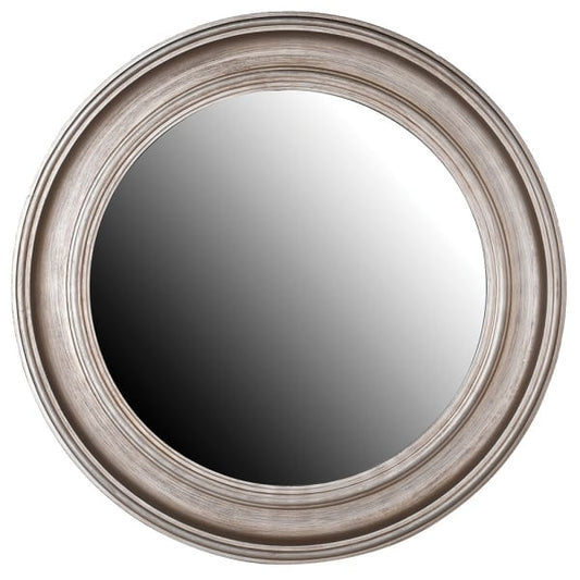 Antique Silver Wood Round Wall Mirror – Paulownia Frame & Distressed Finish - Your Home Interiors - House & Home