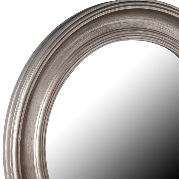 Antique Silver Wood Round Wall Mirror – Paulownia Frame & Distressed Finish - Your Home Interiors - House & Home