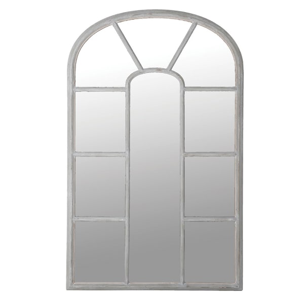 Vintage Grey Wood Arched Window Wall Mirror – Paulownia Frame & Distressed Finish - Your Home Interiors - House & Home