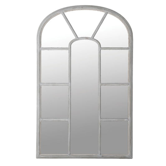 Vintage Grey Wood Arched Window Wall Mirror – Paulownia Frame & Distressed Finish - Your Home Interiors - House & Home
