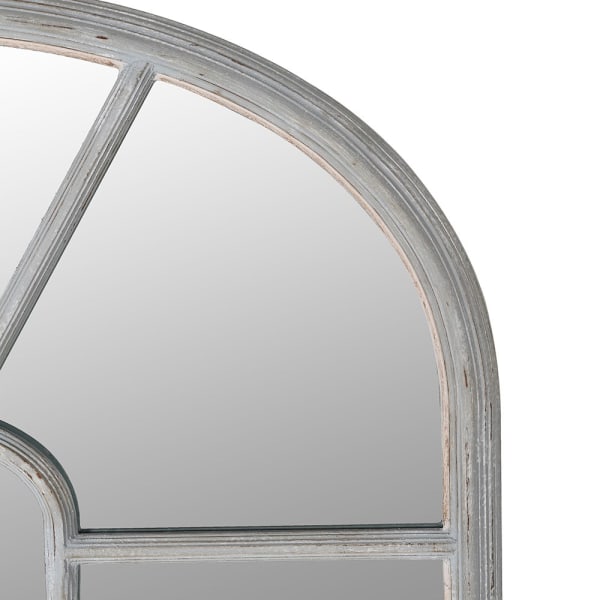 Vintage Grey Wood Arched Window Wall Mirror – Paulownia Frame & Distressed Finish - Your Home Interiors - House & Home
