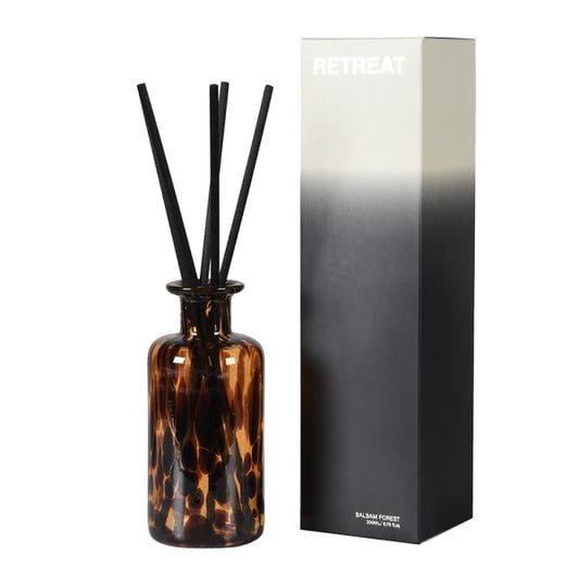 Sophisticated Retreat Balsam Forest Reed Diffuser – Tortoiseshell Glass with Black Fiber Sticks - Your Home Interiors - House & Home