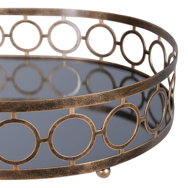 Luxury Gold Metal & Glass Tray – Oval Design with Decorative Circular Frame - Your Home Interiors - House & Home