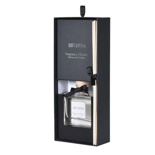 Luxury Clear Glass Reed Diffuser – Soft Cotton Scent & Black Gift Box - Your Home Interiors - House & Home