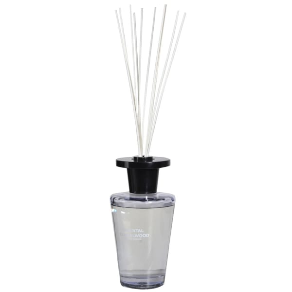 Modern Clear Glass Reed Diffuser – Oriental Sandalwood Scent & Sleek Black Lid - Your Home Interiors - House & Home