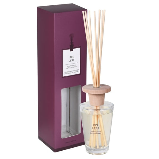 Aromatic Clear Glass Fig Leaf Reed Diffuser – Natural Home Fragrance & Plum Gift Box - Your Home Interiors - House & Home