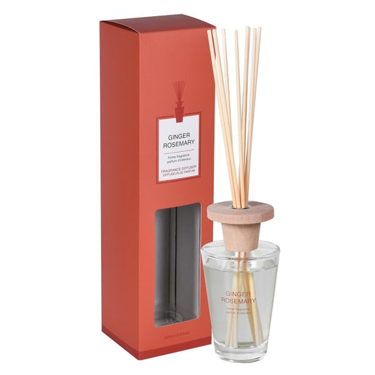 Invigorating Clear Glass Ginger & Rosemary Reed Diffuser – Natural Home Fragrance & Terracotta Gift Box - Your Home Interiors - House & Home