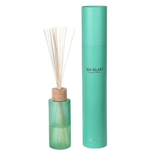 Tranquil Frosted Green Glass Sea Glass Reed Diffuser – Coastal Home Fragrance & Turquoise Gift Tube - Your Home Interiors - House & Home