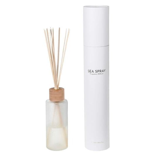 Refreshing Frosted White Glass Sea Spray Reed Diffuser – Coastal Home Fragrance & White Gift Tube - Your Home Interiors - House & Home
