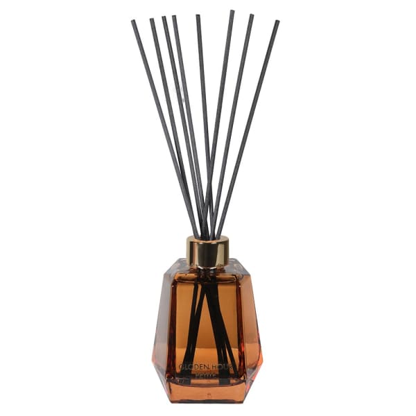 Elegant Amber Glass Golden Hour Petite Reed Diffuser – Warm Home Fragrance & Rich Brown Gift Box