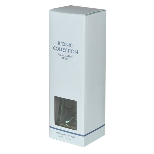 Refreshing Light Green Glass Aqua Marine Petite Reed Diffuser – Coastal Home Fragrance & Soft Blue Gift Box