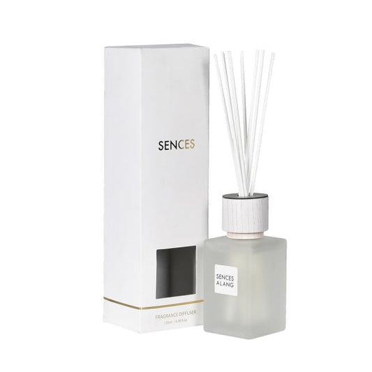 Elegant Frosted White Glass Reed Diffuser – Minimalist Home Fragrance & Rubber Wood Accent - Your Home Interiors - House & Home