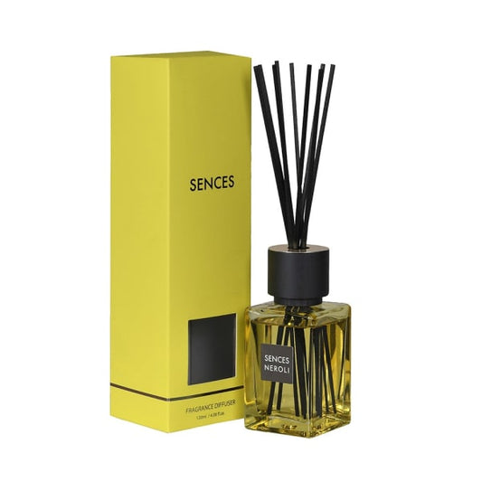 Elegant Yellow Glass Reed Diffuser – Rubber Wood Cap & Fiber Sticks - Your Home Interiors - House & Home