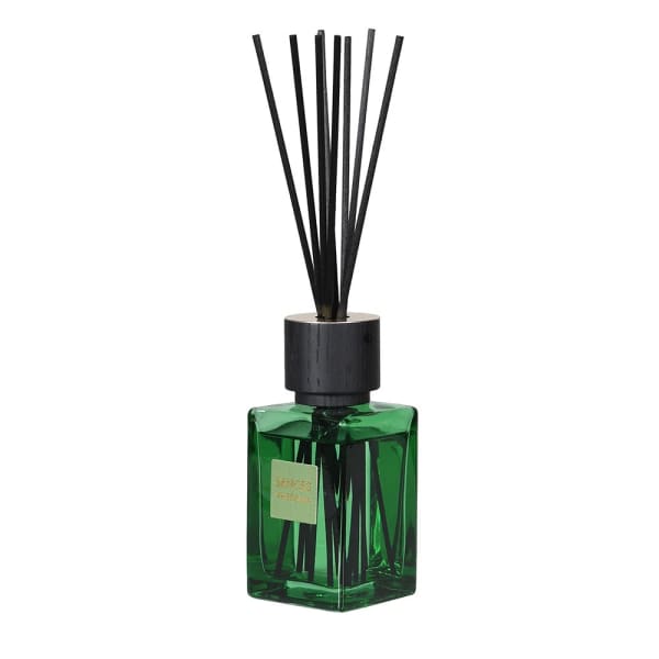 Elegant Dark Green Glass Reed Diffuser – Rubber Wood Cap & Fiber Sticks - Your Home Interiors - House & Home