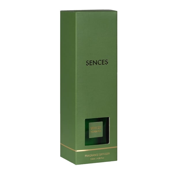 Elegant Dark Green Glass Reed Diffuser – Rubber Wood Cap & Fiber Sticks