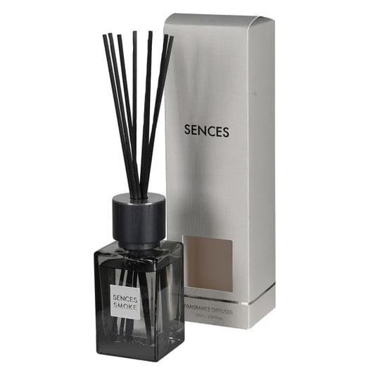 Elegant Smoke Grey Glass Reed Diffuser – Rubber Wood Cap & Fiber Sticks - Your Home Interiors - House & Home