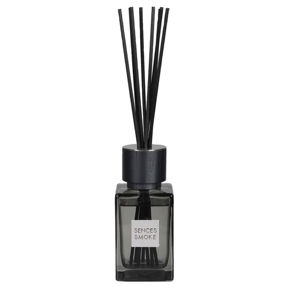 Elegant Smoke Grey Glass Reed Diffuser – Rubber Wood Cap & Fiber Sticks - Your Home Interiors - House & Home