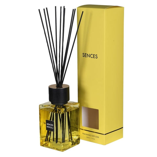 Elegant Yellow Glass Reed Diffuser – Rubber Wood Cap & Fiber Sticks - Your Home Interiors - House & Home