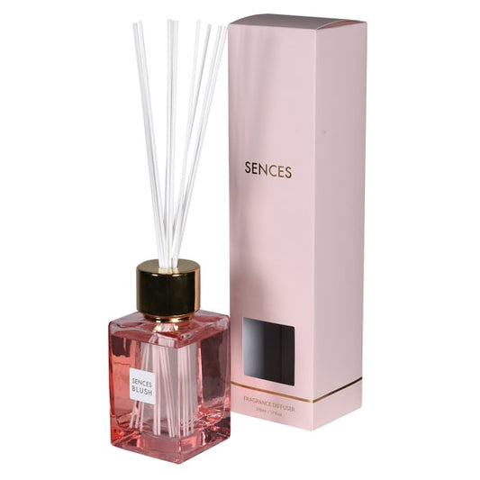 Elegant Blush Pink Glass Reed Diffuser – Rubber Wood Cap & Fiber Sticks - Your Home Interiors - House & Home