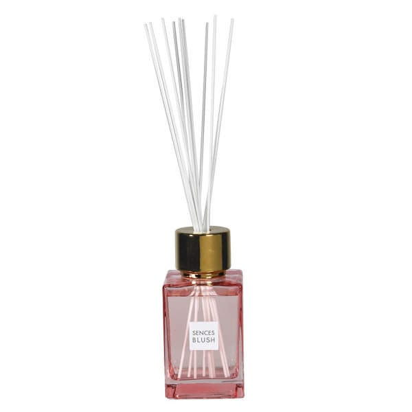 Elegant Blush Pink Glass Reed Diffuser – Rubber Wood Cap & Fiber Sticks - Your Home Interiors - House & Home