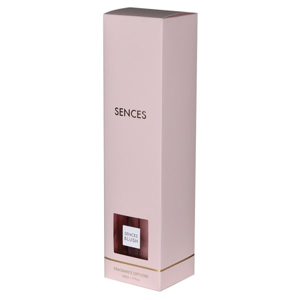 Elegant Blush Pink Glass Reed Diffuser – Rubber Wood Cap & Fiber Sticks