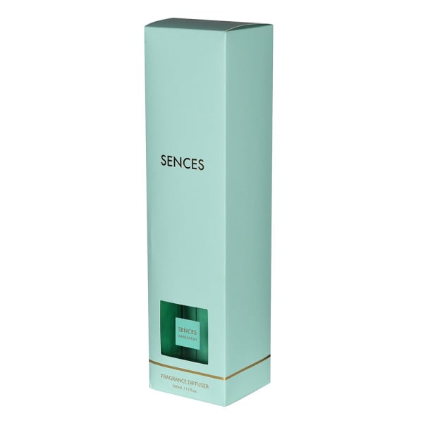 Elegant Aqua Green Glass Reed Diffuser – Rubber Wood Cap & Fiber Sticks