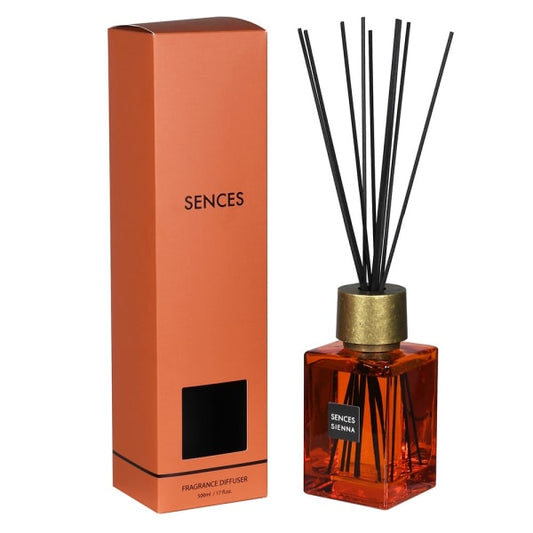 Elegant Amber Glass Reed Diffuser – Rubber Wood Cap & Fiber Sticks - Your Home Interiors - House & Home