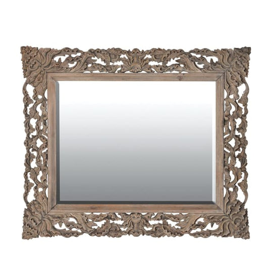 Vintage Ornate Wall Mirror – Natural Reclaimed Pine Frame & Decorative Design - Your Home Interiors - House & Home