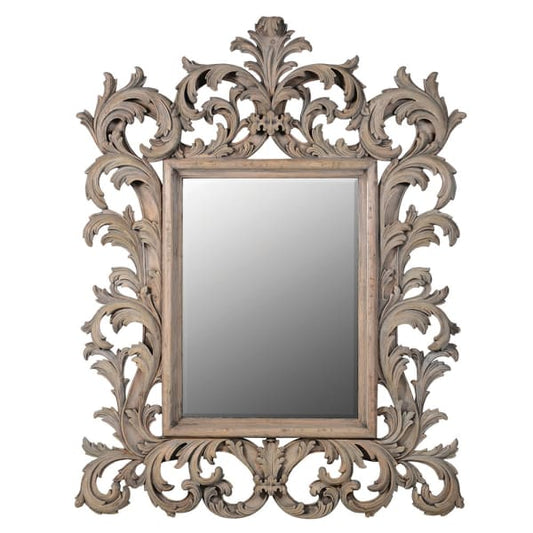 Vintage Ornate Wall Mirror – Natural Reclaimed Pine Frame & Decorative Design - Your Home Interiors - House & Home