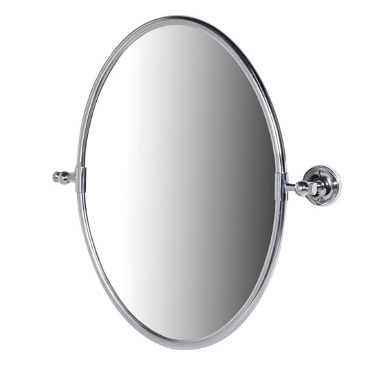 Elegant Chrome Oval Tilting Wall Mirror – Classic Bathroom Accent - Your Home Interiors - House & Home