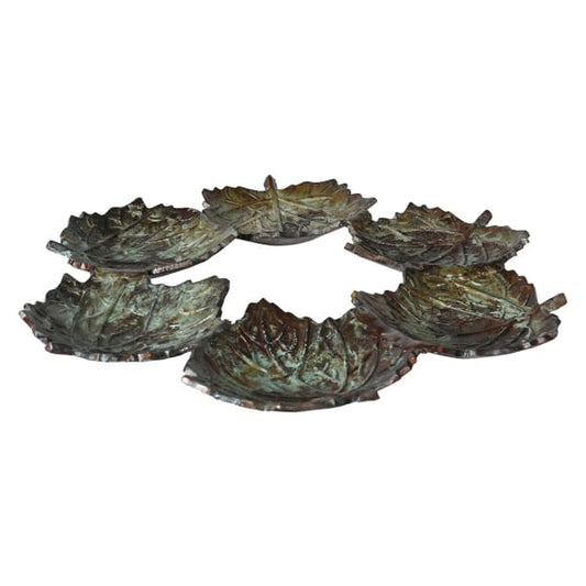Antique Leaf Shaped Aluminium Tray Set – Rustic Patina Finish for Décor & Serving - Your Home Interiors - House & Home
