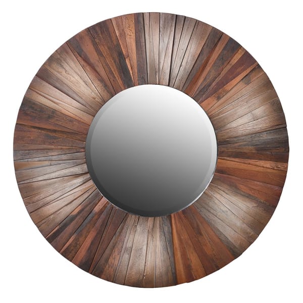 Rustic Round Wood Wall Mirror – Handcrafted Sunburst Design - Your Home Interiors - House & Home